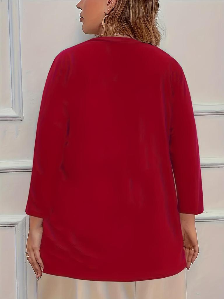 Elegancki kardigan damski plus size z długim rękawem zapinany na pięć guzików