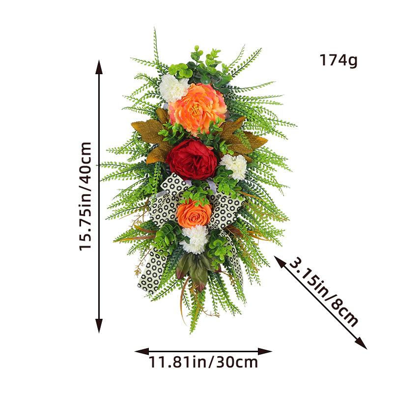

1pc Autumn Season Wreath Door Hanging Leopard Print Harvest Festival Wall Simulation Plant 1pc