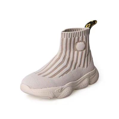 2025 Vår Nya Barn Sneakers Höga Stretchstickade Sockskor Trendiga Unisex Småbarn Barnmode Sportskor för Pojkar Flickor