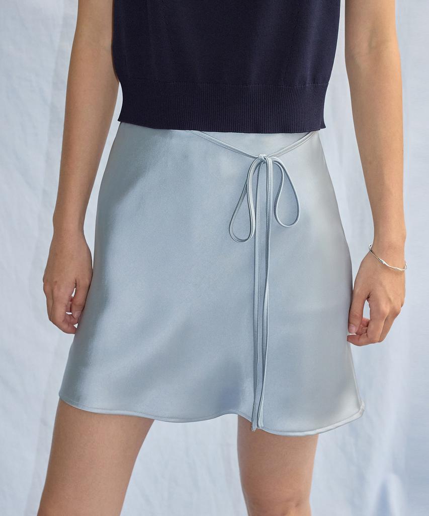 City Breeze Satin Mini Skirt_Light Blue