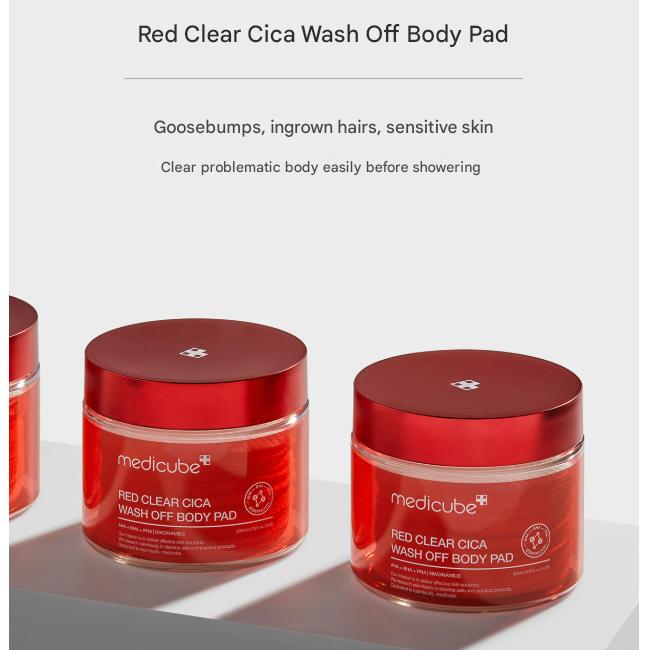Medicube Red Clear Cica Wash-Off Body Pad 50 Pads (200ml) (3 Options)