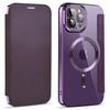 For iPhone 11 Pro Max 6.5 inch Compatible with MagSafe RFID Blocking Card Slots PU Leather+TPU Electroplating Clear Back Flip Case with Lens Film