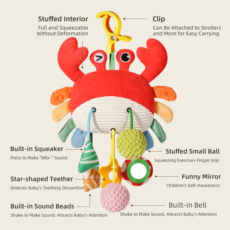Christmas Decoration Baby Plush Toys, Stroller Toy With Sensory Details Car Seat Toys, Hanging Rattle Toys For Crib Mobile, Newb