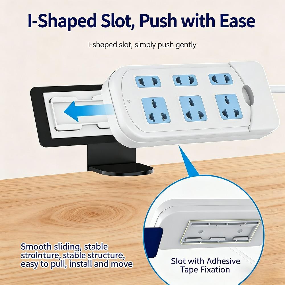 No Drill Power Strip Holder Under Desk Cable Management Tray for Socket Fixing Home Office Cord Storage Rack Organizer Accessory
