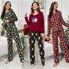 Autumn and Winter Christmas Pajamas Ladies Home Service Milk Silk Long-sleeved Trousers