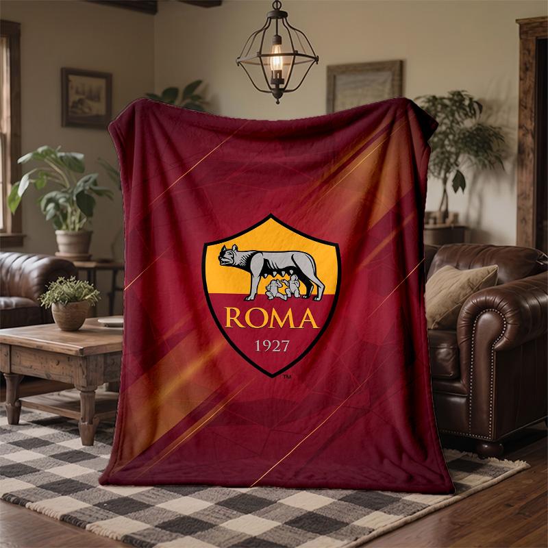 Coperta in Pile Tema AS Roma Morbida e Accogliente Coperta in Peluche per Camera da Letto Divano Viaggio