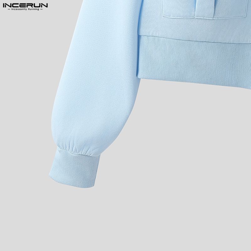 INCERUN Spring Men Zip-up Long Sleeve Casual Loose Short Jackets Coats