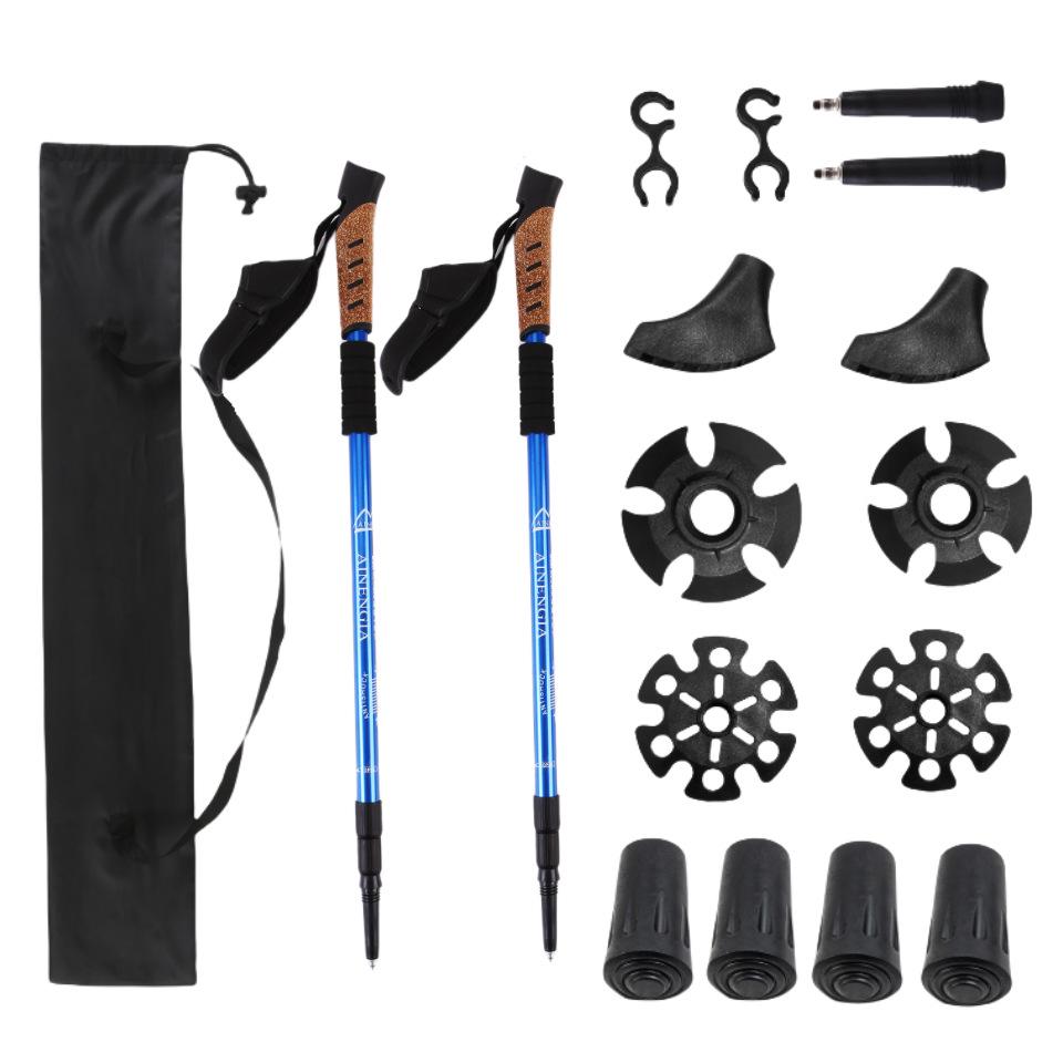 Outdoor Hiking Poles Set: 2-Piece Aluminum Alloy Trekking Poles with Cloth Bag.