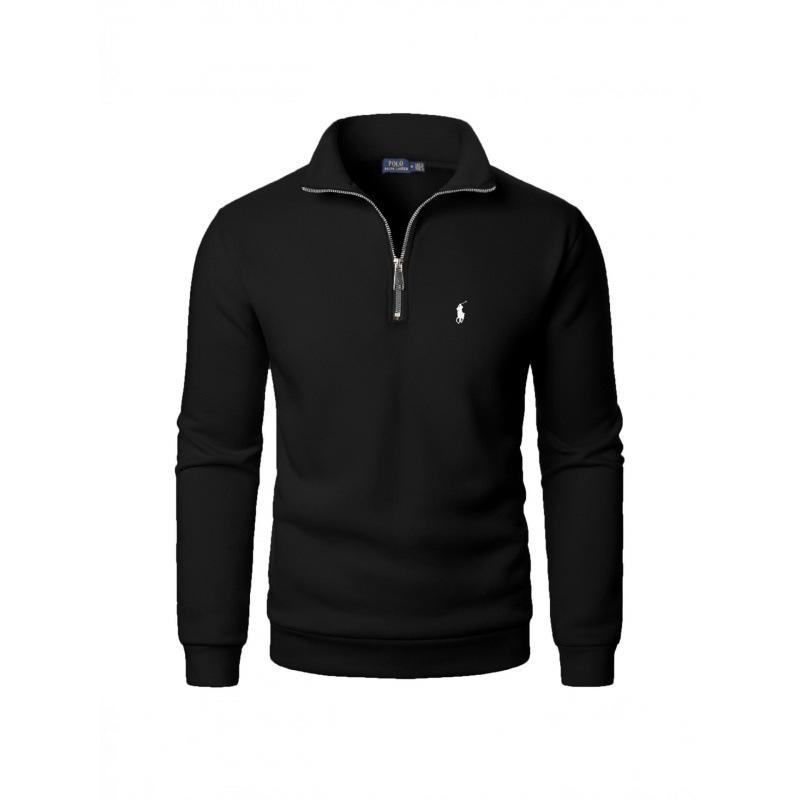 Men's Casual Half-Zip Stand Collar Hoodie with Embroidered Horse, Long Sleeve, 2025 Edition