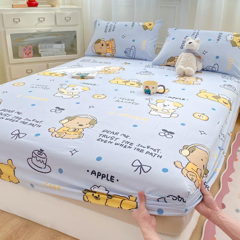 Baby Grade Pure Cotton Fitted Mattress Protector Fresh Washable Cotton Bed Sheet Full Set 3 Pieces Soft Breathable Durable Bed Cover