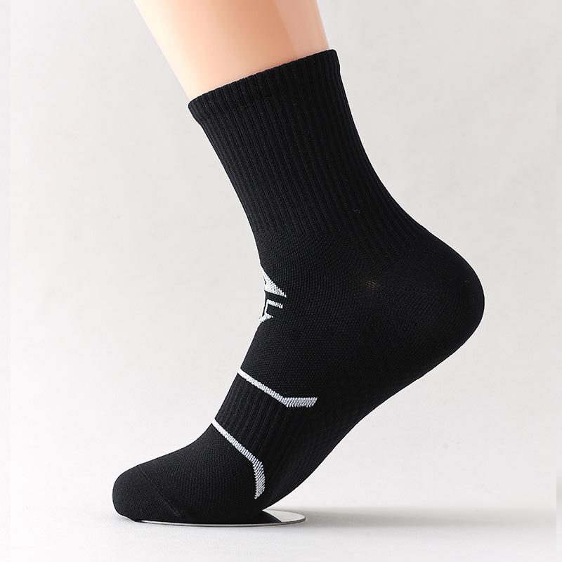 Marathon Running Socks for Men and Women, Mid-calf Anti-slip Massage Sole Socks, Breathable Quick-drying Fitness Compression Sports Socks