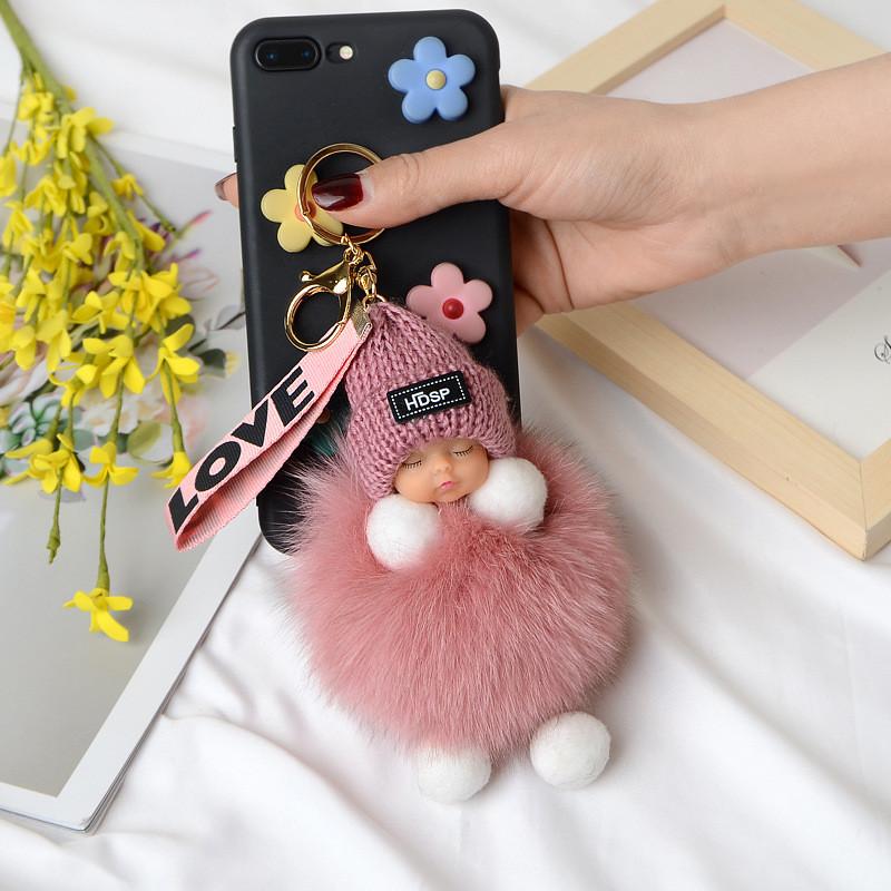 Doll Plush Sleep Ball Key Chain Bag Pendant Cute Decoration Ornament Toy Gift