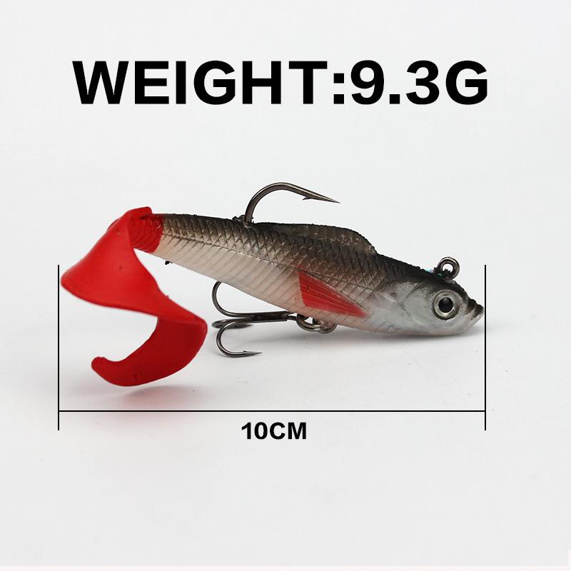 5Pcs/box Fishing Lure 9.3g/10cm Jig Metal Head Soft Bait Swimbaits Fish Jumping Dark Sleeper Jig Fishing Lures Paddle Tail Pike
