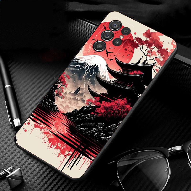 Japan Sceneary Cherry Flower Mountain Phone Case For Samsung S24 S23 S22 S21 S20 Ultra S20 S22 S21 S10E S20 FE S24 Plus Shell