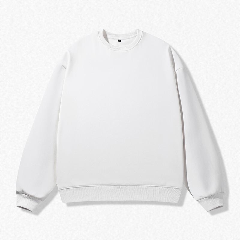 Pure Cotton Round Neck Sweatshirt for Men and Women Solid Color Loose Large Size Casual Sports Jacket Sweatshirt Couples Top Long Sleeve T-shirt
