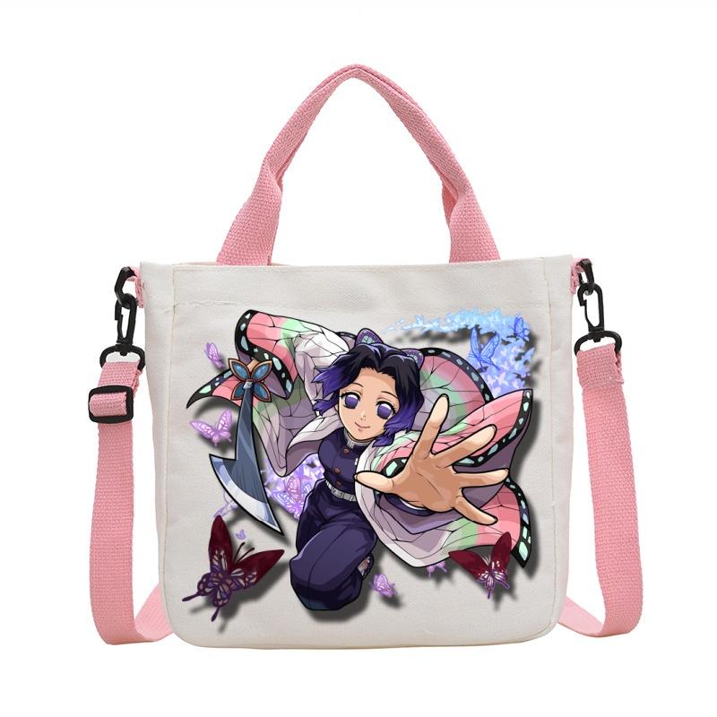 Anime Demon Slayer Canvas Crossbody Bag Cartoon Figures Print Shoulder Bags Fashion Minimalist Commuting Storage Handbag Gifts