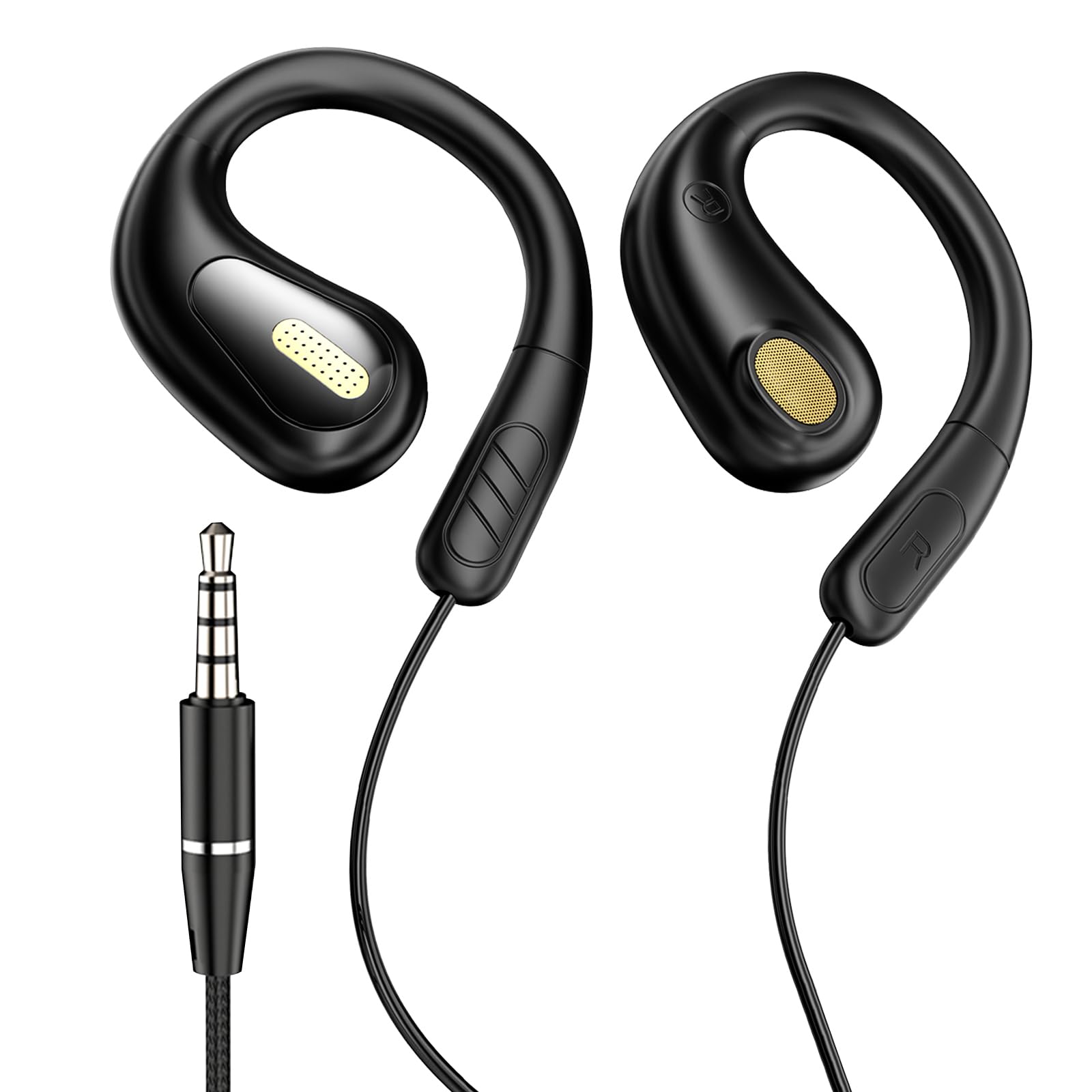 

[Первый выпуск 2025 года] Проводные наушники 3,5 мм с открытым ухом и микрофоном, накладной дизайн, без блокировки ушей, конструкция с открытым ухом, поддержка звонков,