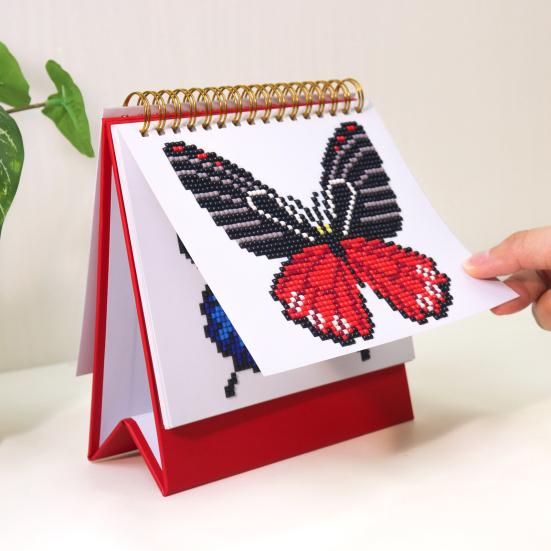 2026 Rhinestone Painting Desk Calendar DIY Handmade Butterfly Constellation Rhinestone Art Drawing Standing Flip Calendar Decoration