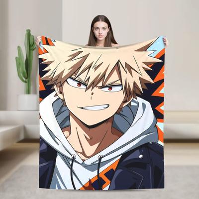 Katsuki Bakugo Anime Blanket Warm Soft Funny Plush Bedding Throws For Home Decor Travel Office Flannel Bedspread Bed Cover
