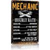 BestylezFunnyMechanicShopSign Bestylez Funny Mechanic Shop Metal Sign - Mechanic Hourly Rate Reproduction, Garage Wall Decor