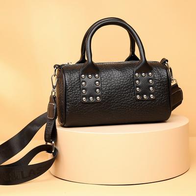 Leather Women'S Bags Fashion Boston Handbags First Layer Cowhide Shoulder Messenger Bags Pillow Bags