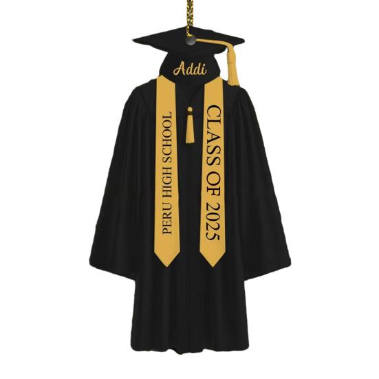 2D Personalized Graduation Ornaments Class of 2025 Graduation Gown Hanging Decoration Custom Name Year Acrylic Keepsake High School College Grad Gift