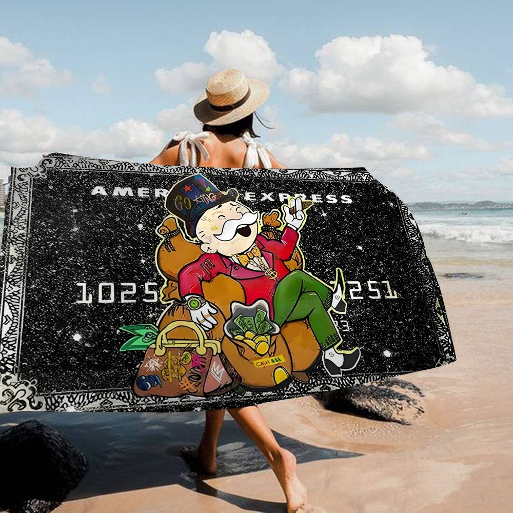 Cartoon Dollar Monopolys Anime Beach Swimming Towel Soft Absorbent Washcloth Children's Gifts for Kids Travel Camping Gym