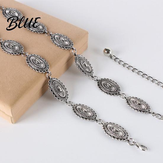 Women Adjustable Waist Strap Chain Bohemia Style Denim Belt Alloy