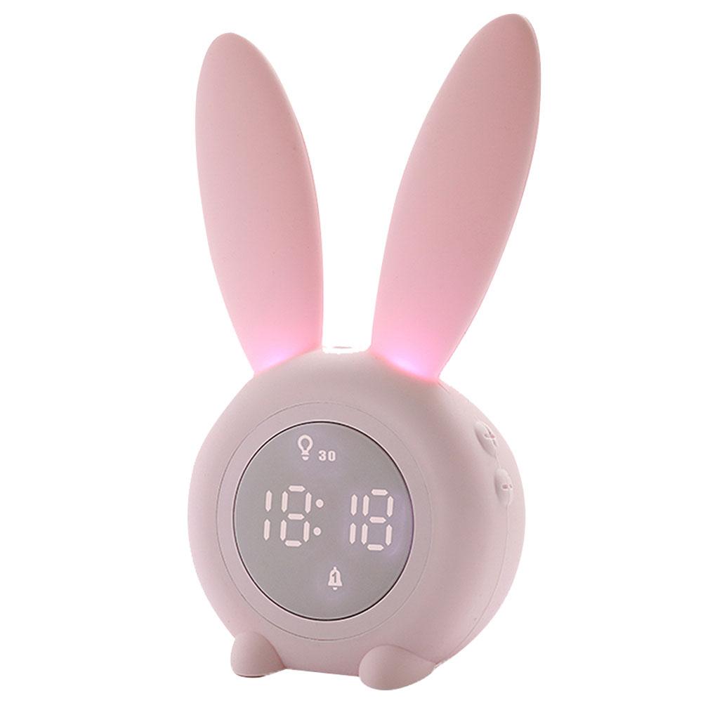 

Thermometer Temperature Display Rechargeable Night Light Digital Snoozing Multifunctional Alarm Clock Rabbit Shaped Pink1W#0