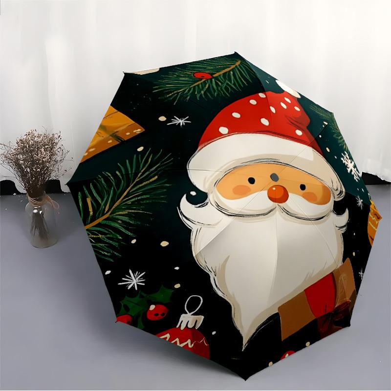 1 Stück Weihnachten Weihnachtsmann Automatisches Öffnen/Schließen Regenschirm, Tragbarer Faltregenschirm für den täglichen Gebrauch yy250826069