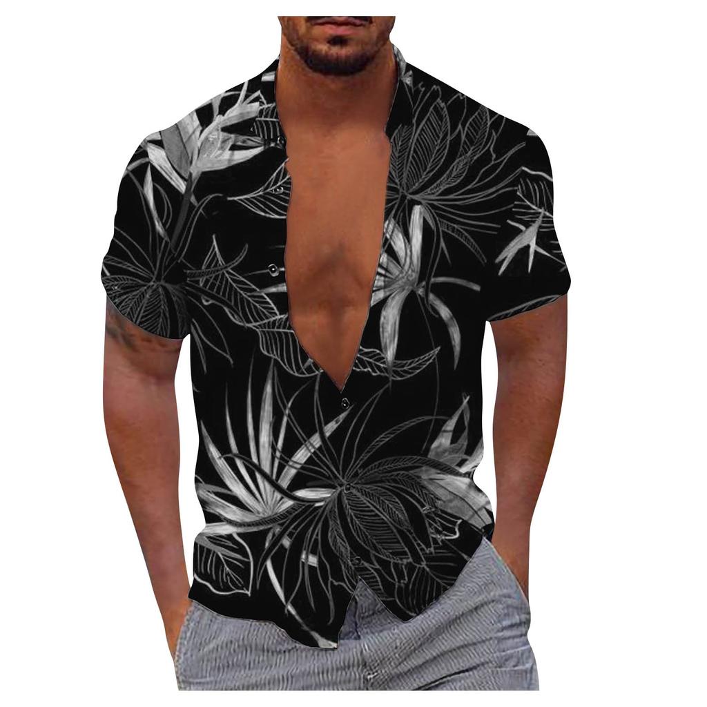 Men's Hawaiian Shirt Fun Short Sleeve Button Up Shirt  Holiday Beach Shirt