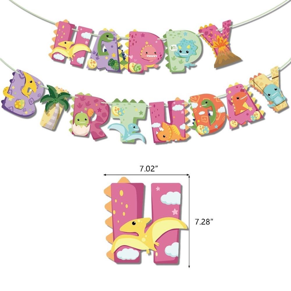 3D Rosa Dinosaurier Ballon Set Geburtstag Party Banner Kuchen Einsetzen Dinosaurier Ballon Party Dekoration Lieferungen