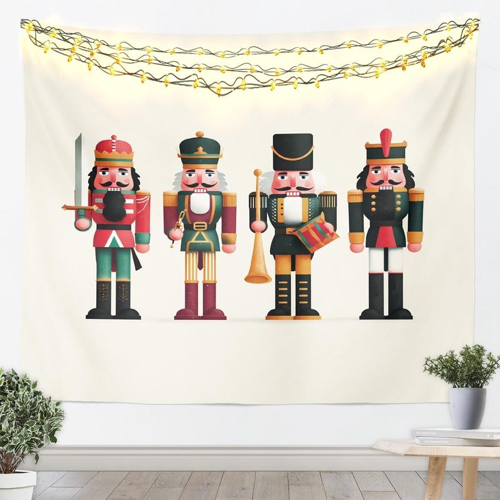 Christmas Nutcracker Tapestry for Bedroom Aesthetic Botanica Garden Wall Tapestry Aesthetic Soldier Royal Guarder Tapestries