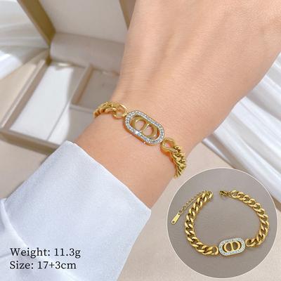 Dongmen Personalisierter Minimalistischer Wind Cd Voll Diamant Kette Armband Weiblich Retro Freundin