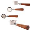 51mm Solid Wood Handle for Three-Ear DeLonghi Coffee Machine, 304 Stainless Steel Bottomless Extraction Accessory.