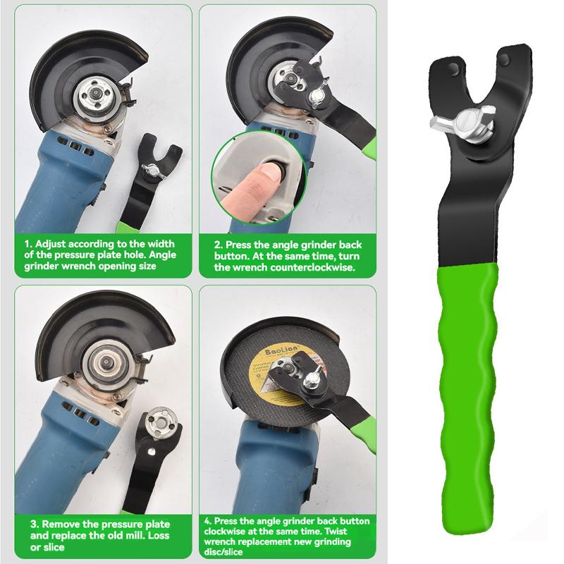 10-46mm Adjustable Angle Grinder Wrench Disassembly Torque Keys Wrapped Rubber Handle Designed for Replacing Grinding Up Discs Hand Tools