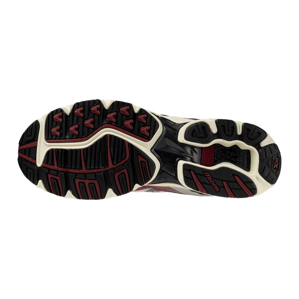 Mizuno Wave Rider 10 Size 2E Sneakers, White/Black/Wine Red, 28.5 Cm,