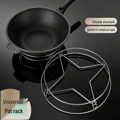 Stainless Steel Multi-Functional Kitchen Rack: Pot Rack, Steamer, Heat-Insulating Stand, Anti-Scald Lid Holder.