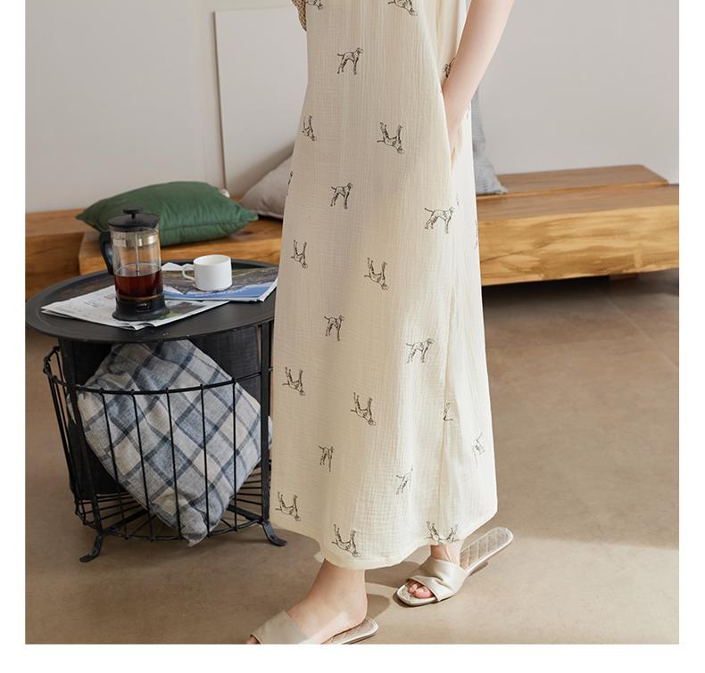 Xuan Liang [With Chest Mat] 2026 New Women's Summer Sleeping Skirt, Pure Cotton Double layer Gauze Tank Top, Ultra Long Skirt, Home Clothing