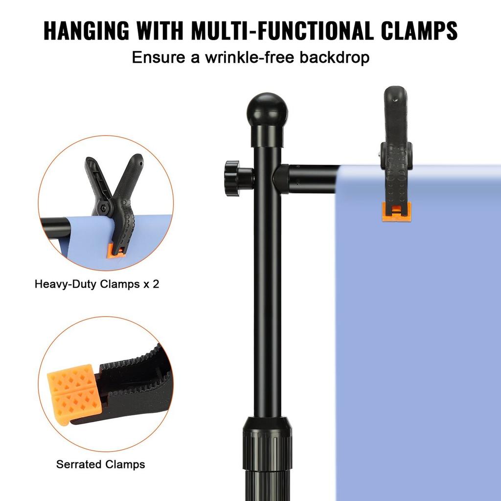 10ft X 10ft Pipe and Drape Kit, Heavy Duty Backdrop Stand with Carbon Steel Base, Adjustable Backdrop Support with 6 Clamps and A Carry Bag for