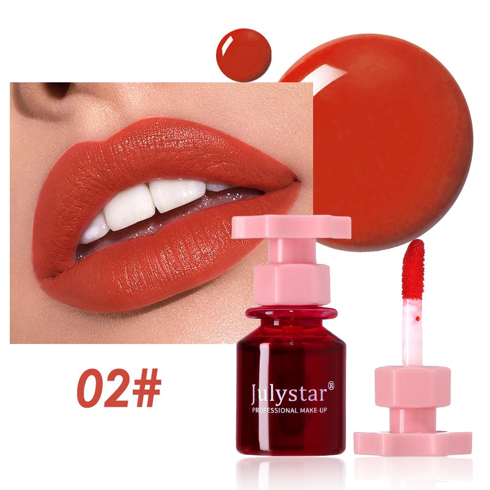 Julystar Langanhaltender Lip Tint - Wasserdichter Lippenstift, Feuchtigkeitsspendender Nicht-Klebender Lippenstift, Transferfester Make-up & Farbbeständiger Lipgloss 2#
