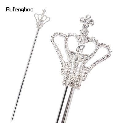 Feenstäbe mit Krone aus silberweißer Metalllegierung für Mädchen, Prinzessinnenstäbe für Kinder, Engelsstab für Partykostüm, Hochzeit, Geburtstagsparty, 48,5 cm