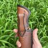 Funda para cuchillo de hoja fija de 25,5 cm, piel de vaca en relieve, cuero de grano superior, funda para cuchillo de Camping, fundas de caza con hebilla de cinturón