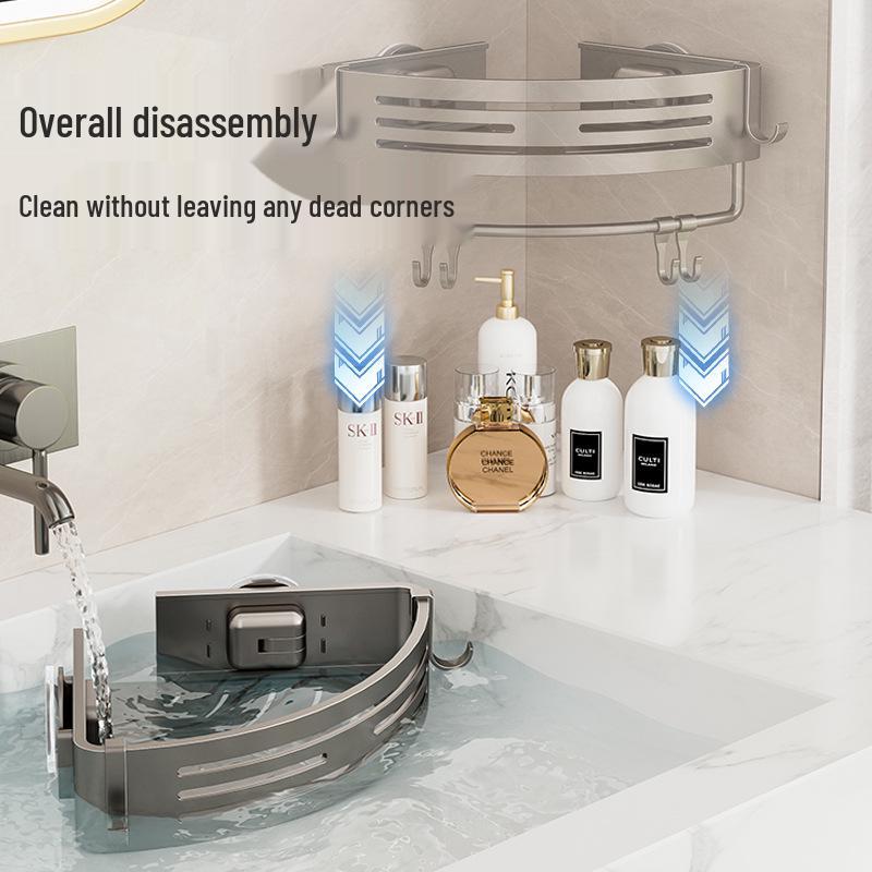 No-Drill Wall-Mounted Shower Corner Storage Rack