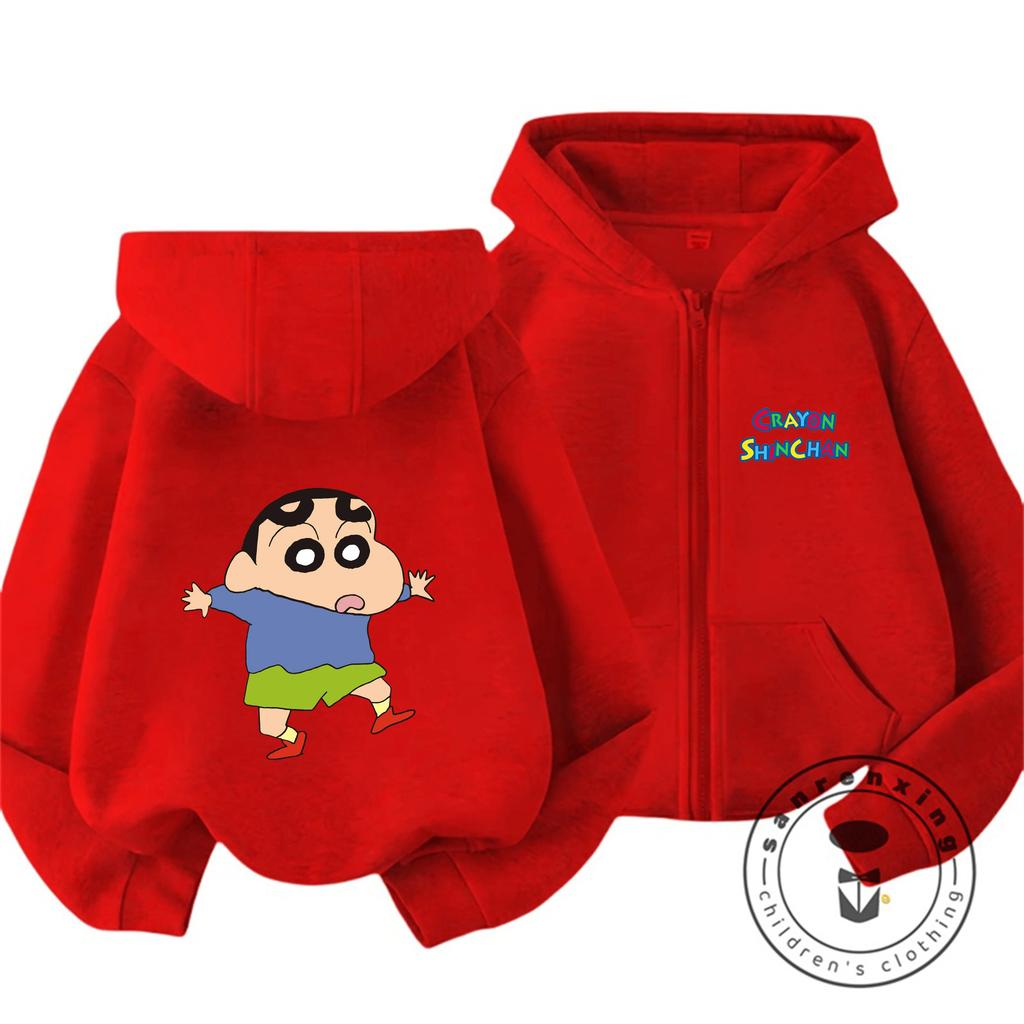 New Hot Zipper Hoodie Kawaii Cartoon Print Autumn Winter Kids Hoodie Crayon Shin Chan Children 3 14