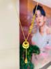Ancient Gold Lucky Baby Necklace with Hollow Fu Plate Pendant Clavicle Chain