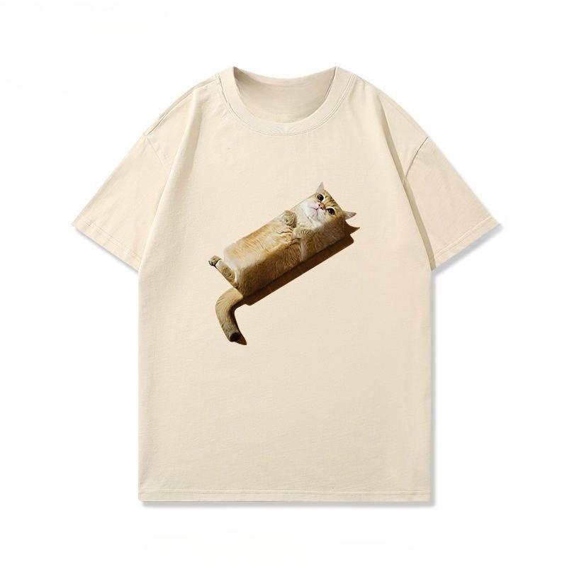 Classic Cute Cat Sandwich Meme T Shirt Unisex Women Harajuku Style Graphic Tee Oversized Casual Short Sleeve Summer Fashion Top