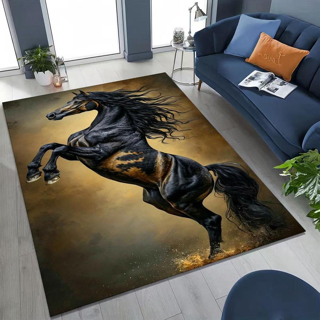 Traum Galopp Ross Pferd Mustang Cartoon Kunst Teppich Teppich für Schlafzimmer Wohnzimmer Sofa Haus Fußmatte Dekor, Kinder Rutschfeste Bodenmatte