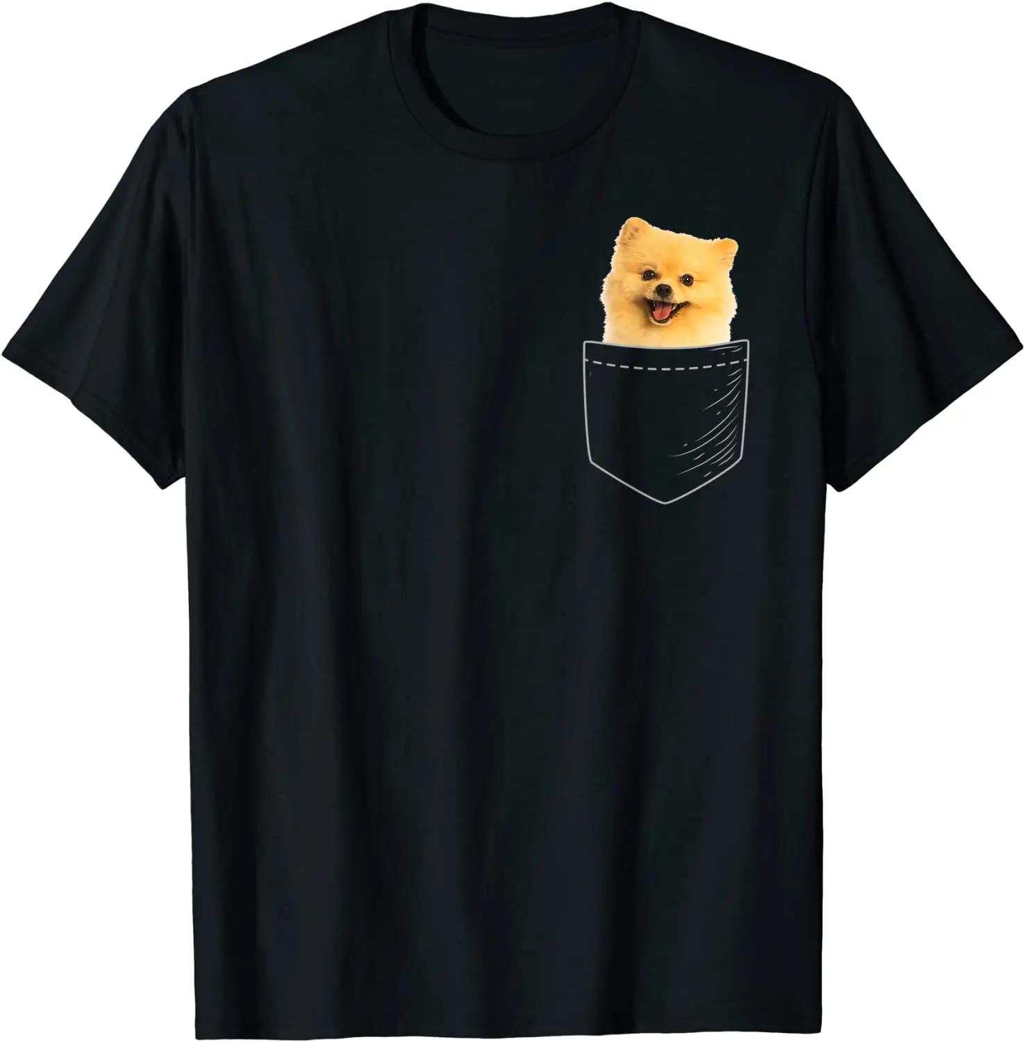 

Cute Pomeranian In Pocket Creative Dog Lovers Gift TShirt 100 Cotton ONeck Summer Short Sleeve Casual Mens Tshirt Size S3XL S