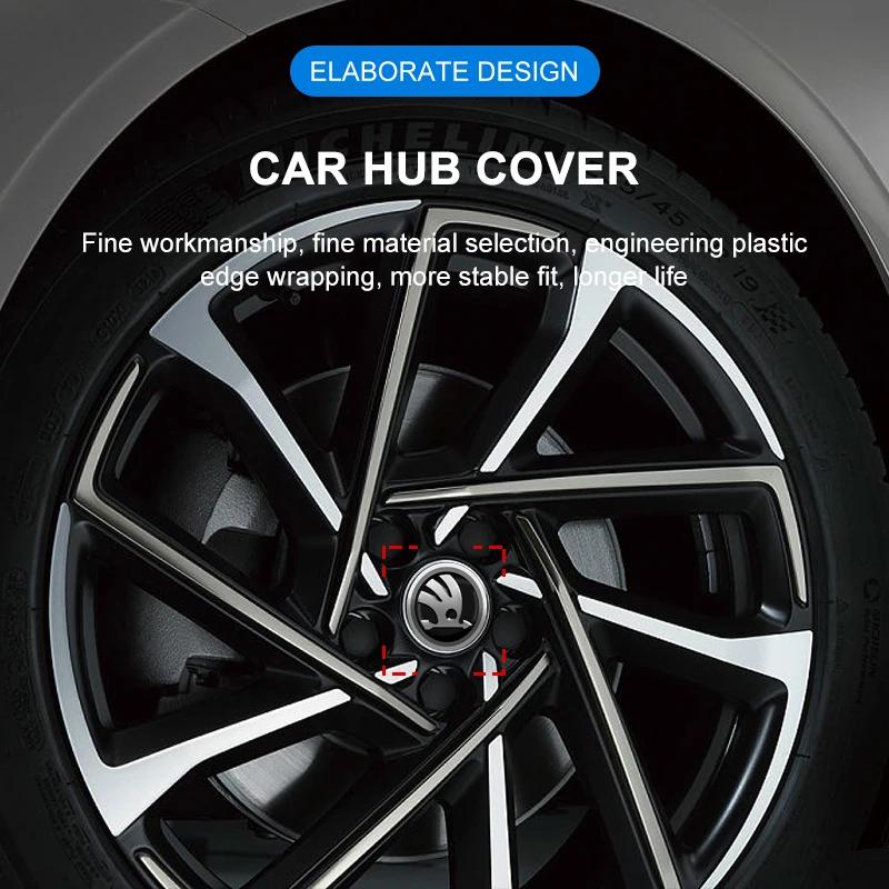 4pcs 60mm Car Wheel Center Hub Cap Rim Cover Emblem Stickers For Skoda Fabia Octavia Karoq Kodiaq Kamiq Superb Rapid Citigo MK2